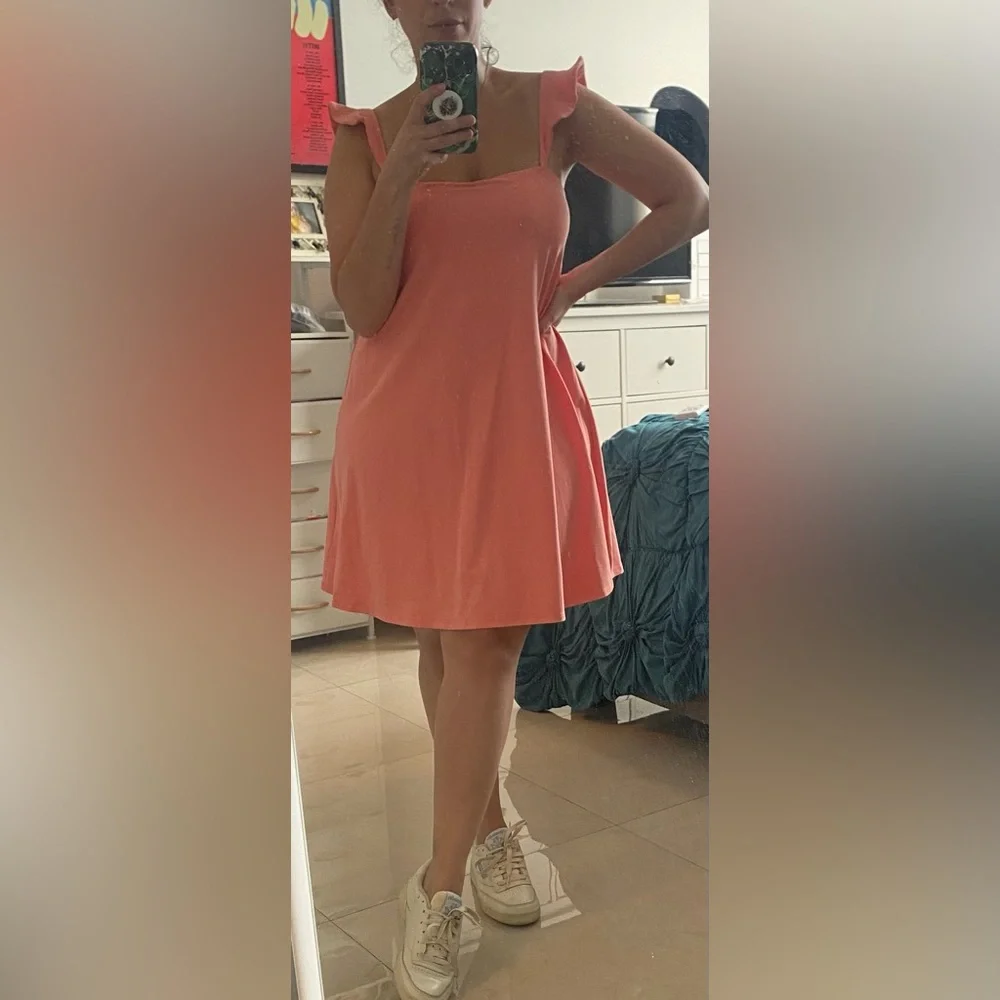 NWOT Susana Monaco Square Neck Ruffle
Strap Sleeveless Dress in Melon - Picture 5 of 7